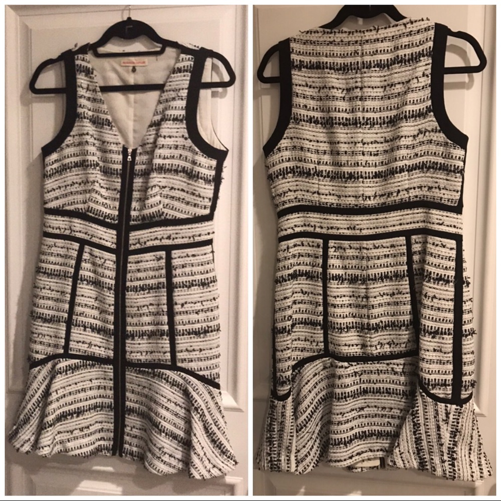 Rebecca Taylor Paneled Tweed Zip Front Dress